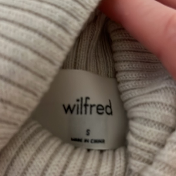 Aritzia Wilfred Ribbed Heathered Oat Sweater Dress w/ Turtle Neck - Picture 3 of 4